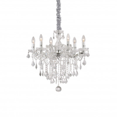 Ideal lux - Florian - Lampadario piccolo in metallo con elementi decorativi in vetro e cristallo - 6 Lampadine E14 40W - IP20 - SKU: 0356S