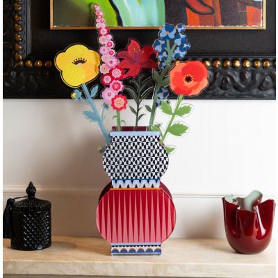 Vesta - Giudecca - Vaso piccolo in plexiglass dal design moderno con decoro Marocco - Colore: Rosso - SKU: 0431922