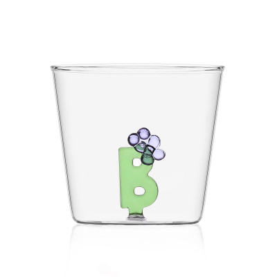  Ichendorf - GreenWood - Bicchiere in vetro tumbler con alfabeto fiorito lettera "B" - Colore: Verde - SKU: 09352161 
