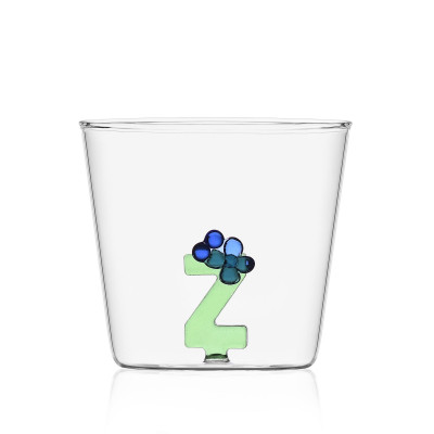 Ichendorf - GreenWood - Bicchiere in vetro tumbler con alfabeto fiorito lettera "Z" - Colore: Verde - SKU: 09352185 