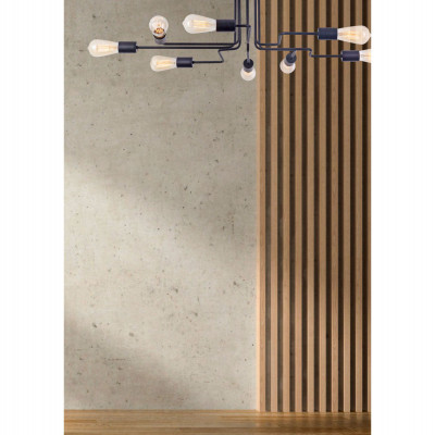 Maytoni - Gilbert - Lampada da soffitto con otto lampadine in stile moderno struttura in metallo - Colore: Nero - 8 Lampadine E27 60W - IP20 - SKU: T532CL-08B