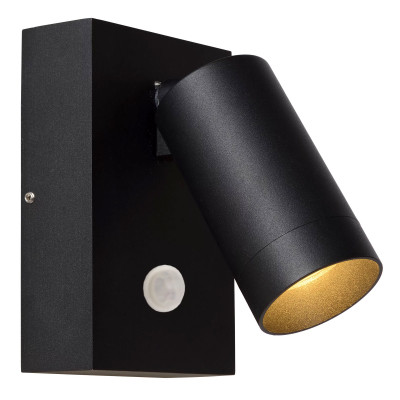 Lucide Taylor Applique da esterno in alluminio diffusore orientabile e sensore di movimento Colore: Nero
