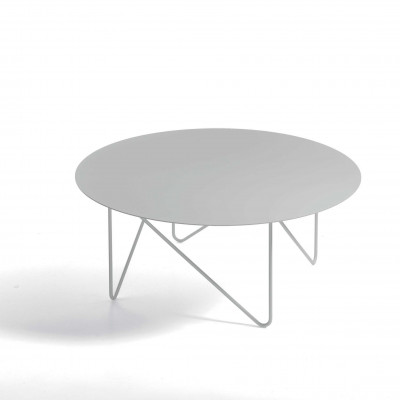 Pezzani Shape Tavolino da salotto ovale grande in acciaio sabbiato Colore: Bianco