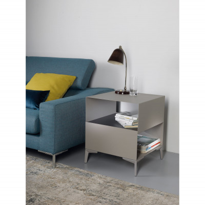 Pezzani Cube Tavolino da salotto moderno in acciaio Colore: Grigio Tortora/Grigio Ardesia