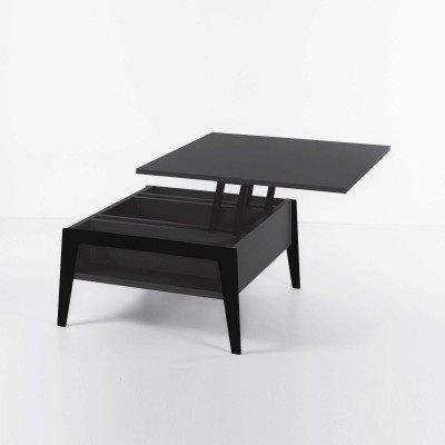 Pezzani Brighton Tavolino da salotto moderno piccolo con contenitore Colore: Grigio Ardesia/Nero