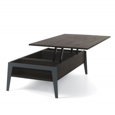 Pezzani Brighton Tavolino da salotto moderno medio con contenitore Colore: Noce Ardesia/Grigio Ardesia
