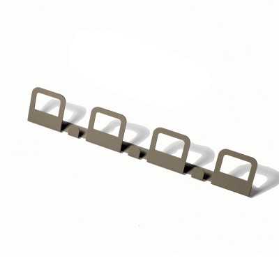 Pezzani - Hang - Appendiabiti da parete lineare in stile moderno con 4 ganci - Colore: Grigio Tortora - SKU: 0/324#TS