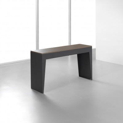 Pezzani - Marvel - Consolle di design allungabile con struttura in acciaio e 4 ante - Colore: Grigio Ardesia/Noce - SKU: 0/413#AS-1