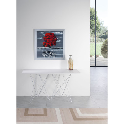 Pezzani - Hermes - Tavolo-Consolle trasformabile moderna con apertura a libro - Colore: Bianco/Bianco - SKU: 0/441#BS-77