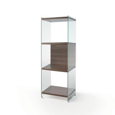 Pezzani - Byblos - Libreria da terra piccola con fianchi in vetro e ripiani in legno - SKU: 0/70M-45