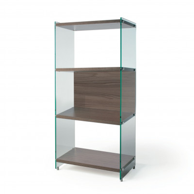 Pezzani - Byblos - Libreria da terra media con fianchi in vetro e ripiani in legno - SKU: 0/70M-60