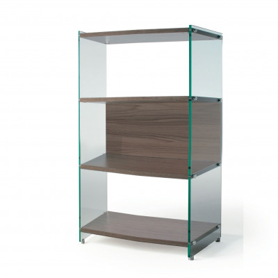 Pezzani - Byblos - Libreria moderna con fianchi in vetro e ripiani in legno - SKU: 0/70M-90