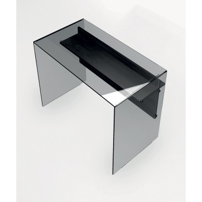 Pezzani Scriba Scrivania con ante e ripiano in vetro e corpo interno in legno Colore: Fumè/Nero Carbone