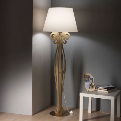 Arti e Mestieri - Circeo - Piantana - Lampada da terra in metallo di design moderno con paralume in tessuto - 1 Lampadina E27 60W - IP20 - SKU: 0LA3518