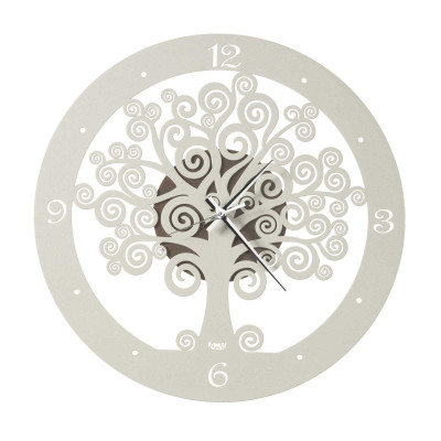 Arti e Mestieri - Albero della Vita - Orologio da parete piccolo con lancette in alluminio - Colore: Avorio/Bronzo - SKU: 0OR3486C168