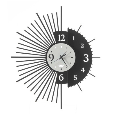 Arti e Mestieri - Miro - Orologio da parete in metallo dal design moderno - Colore: Nero/Bianco Marmo - SKU: 0OR3517C170