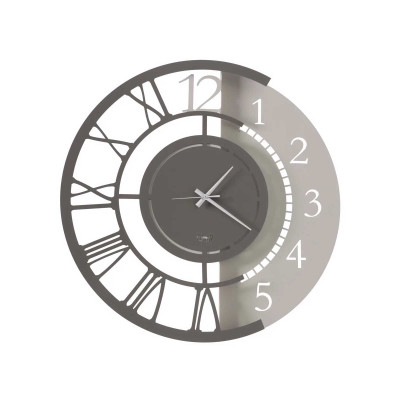 Arti e Mestieri - Full Metal Jack - Orologio da parete piccolo doppia numerazione in metallo dalle linee moderne - Colore: Avorio/Fango - SKU: 0OR3655C149