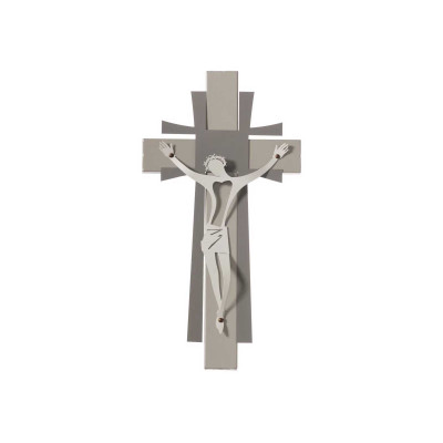 Arti e Mestieri - Crocifisso piccolo da parete in metallo dalle linee contemporanee - SKU: 0VA3670