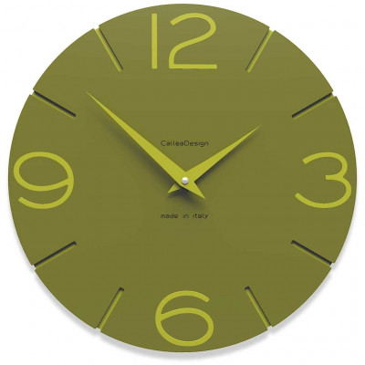 CalleaDesign - Smile - Orologio da parete in legno rotondo dal design moderno - Colore: Verde Oliva - SKU: 10-005-54