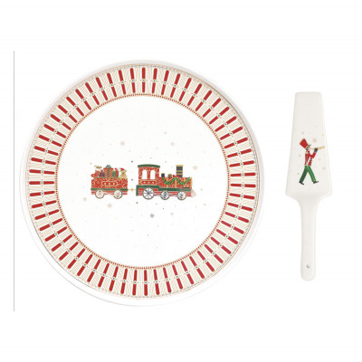  Easy Life - Polar Express - Piatto torta con paletta in porcellana - Colore: Multicolore - SKU: R1112#EXPR 