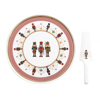  Easy Life - Nutcracker - Piatto torta con paletta in porcellana - Colore: Bianco/Nero - SKU: R1112#NUTC 