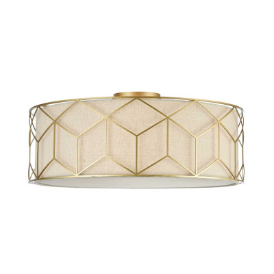 Maytoni - Messina - Lampada da Soffitto in stile classico con paralume in lino grande - Colore: Oro - 5 Lampadine E27 60W - IP20 - SKU: H223-PL-05-G