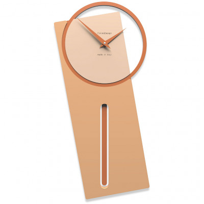 CalleaDesign - Sherlock - Orologio da parete a pendolo in legno dal design moderno ed elegante - Colore: Pesca Chiaro - SKU: 11-005-22