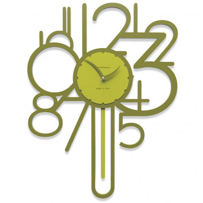 CalleaDesign - Joseph - Orologio da parete a pendolo in legno dal design moderno ed elegante - Colore: Verde Oliva - SKU: 11-002-54