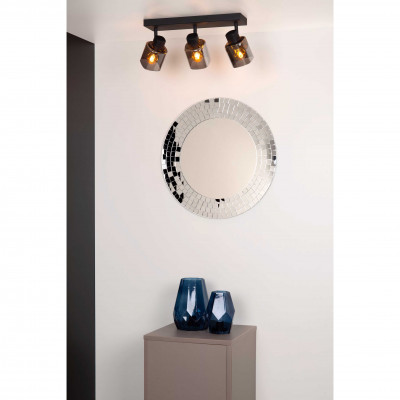 Lucide - Alion - Faretto in metallo moderna con triplo diffusore orientabile in vetro - Colore: Nero - 3 Lampadine E14 25W - 20 - SKU: 17999/03/30