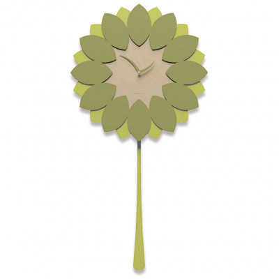 CalleaDesign - Flip - Orologio da parete a pendolo in legno dal design moderno ed elegante - Colore: Verde Oliva - SKU: 11-009-54