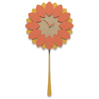 CalleaDesign - Flip - Orologio da parete a pendolo in legno dal design moderno ed elegante - Colore: Arancione - SKU: 11-009-63