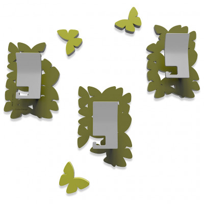 CalleaDesign - Isola delle Farfalle - Appendiabiti da Parete - Colore: Verde Oliva - SKU: 50-13-4-54