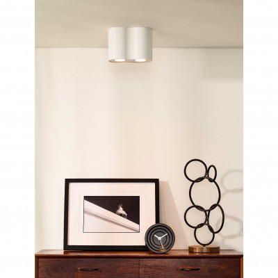 Lucide - Tube - Faretto rotondo struttura moderna in alluminio con doppio diffusore orientabile - Colore: Beige - 2 Lampadine GU10 50W - IP20 - SKU: 22952/02/31