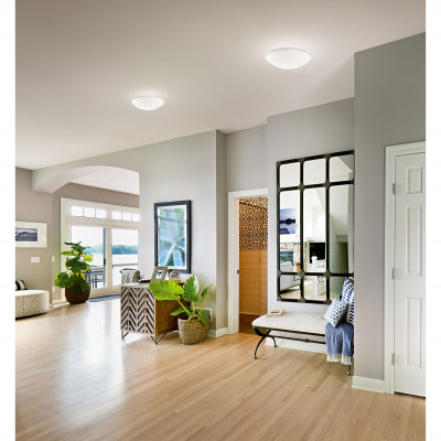 Fabas Luce - Pandora - Plafoniera piccola con sensore di movimento con diffusore in vetro - Colore: Bianco - 1 Lampadina E27 60W - IP20 - SKU: 3222-61-102