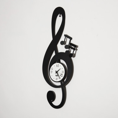 Arti e Mestieri - Orologio da muro moderno a forma di chiave musicale - Colore: Nero - SKU: 0OR3254C71
