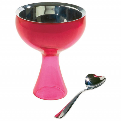 Alessi Big Love Coppa Gelato con Cucchiaino Colore: Fucsia