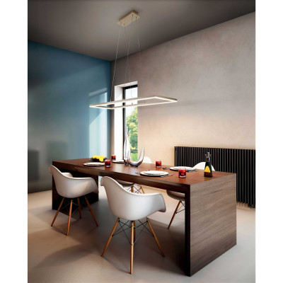 Fabas Luce - Bard - Lampada a sospensione a LED con diffusore rettangolare dalle linee moderne - 1 Lampadina Led Integrato 52W - Lumen 5400 - Gradi Kelvin 4000k Luce Naturale - IP20 - SKU: 3394-43