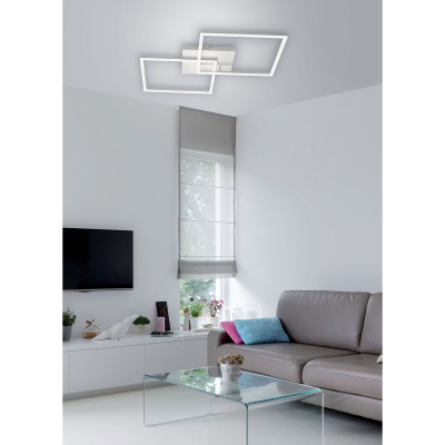Fabas Luce - Bard - Plafoniera grande dal design moderno con 2 luci a LED con struttura in metallo - 2 Lampadine Led Integrato 52W - Lumen 4680 - Gradi Kelvin 3000k Luce Calda - IP20 - SKU: 3394-65