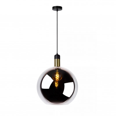 Lucide - Julius - Lampada a sospensione grande moderna singola in metallo e un diffusore in vetro - Colore: Grigio Fumè - 1 Lampadina E27 40W - 20 - SKU: 34438/40/65