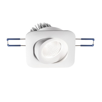 Fabas Luce - Alice - Faretto da incasso quadrato orientabile struttura in alluminio e lampada LED - Colore: Bianco - 1 Lampadina Led Integrato 7W - Lumen 800 - Gradi Kelvin 3000k Luce Calda - 40 - SKU: 3445-72-345