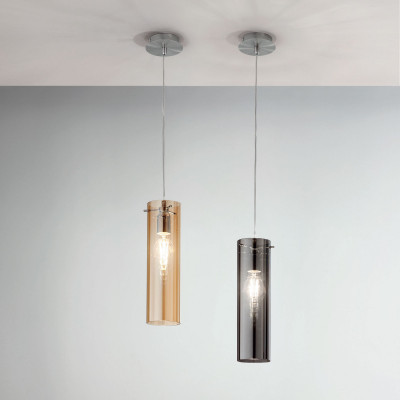 Fabas Luce - Sintesi - Lampada a sospensione moderna con struttura in metallo e diffusore in vetro - 1 Lampadina E27 60W - IP20 - SKU: 3480-40