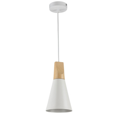 Maytoni Bicones Sospensione moderna con base in legno e diffusore in metallo piccola Colore: Bianco