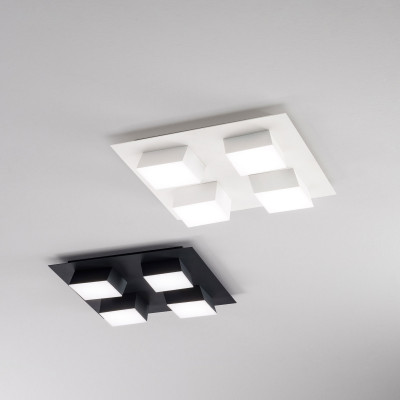 Fabas Luce - Lucas - Plafoniera moderna da soffitto con 4 luci a LED con struttura in metallo - 4 Lampadine Led Integrato 48W - Lumen 3500 - Gradi Kelvin 4000k Luce Naturale - IP20 - SKU: 3601-84
