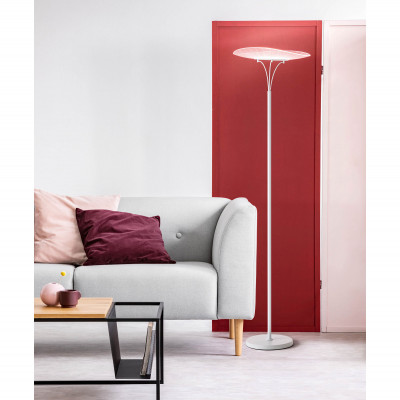 Fabas Luce - Vela - Piantana da terra in stile moderno a LED struttura in metallo - Colore: Bianco - 1 Lampadina Led Integrato 24W - Lumen 1800 - Gradi Kelvin 3000k Luce Calda - IP20 - SKU: 3625-10-102