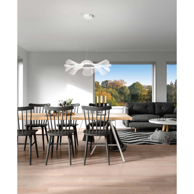Fabas Luce - Sylvie - Lampada a sospensione a LED dallo stile moderno con struttura in metallo - Colore: Bianco - 1 Lampadina Led Integrato 40W - Lumen 3200 - Gradi Kelvin 3000k Luce Calda - IP20 - SKU: 3626-45-102