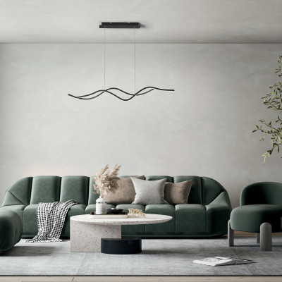 Fabas Luce - Sinuo - Illuminazione a sospensione LED con diffusore dalle linee moderne - 1 Lampadina Led Integrato 36W - Lumen 3880 - Gradi Kelvin 3000k Luce Calda - IP20 - SKU: 3666-45