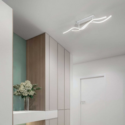 Fabas Luce - Sinuo - Illuminazione da soffitto plafoniera a LED con diffusore dalle linee moderne - 2 Lampadine Led Integrato 36W - Lumen 3880 - Gradi Kelvin 3000k Luce Calda - IP20 - SKU: 3666-65