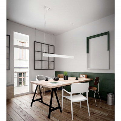 Fabas Luce - Next - Lampada a sospensione a LED piccola con diffusore in metallo dalle linee moderne - 1 Lampadina Led Integrato 45W - Lumen 5460 - Gradi Kelvin 3000k Luce Calda - IP20 - SKU: 3681-40
