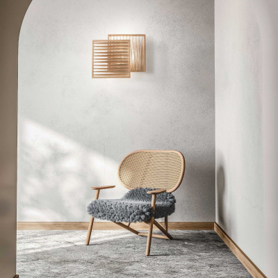 Fabas Luce - Loft - Applique da parete a led con diffusore in legno dallo stile moderno - Colore: Legno - 1 Lampadina Led Integrato 18W - Lumen 1980 - Gradi Kelvin 3000k Luce Calda - IP20 - SKU: 3690-21-132