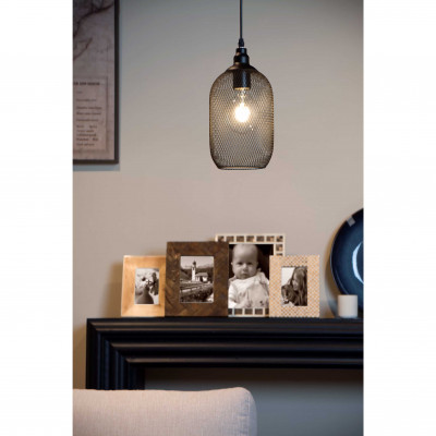 Lucide - Mesh - Lampada a sospensione in metallo con diffusore in metallo a maglia intrecciata - Colore: Nero - 1 Lampadina E27 60W - 20 - SKU: 43404/15/30